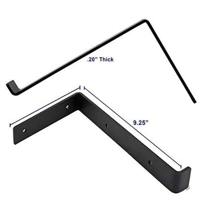 ภาระหนัก 5 6 7 8 9 นิ้ว สีดํา Powder Coating โลหะ Bracket L พลอย