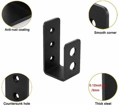 OEM Custom Black Powder Coated Stamping Metal U Shape Door Barricade Brackets รางประตูแบบสแตมป์สีดําแบบสแตมป์โลหะ